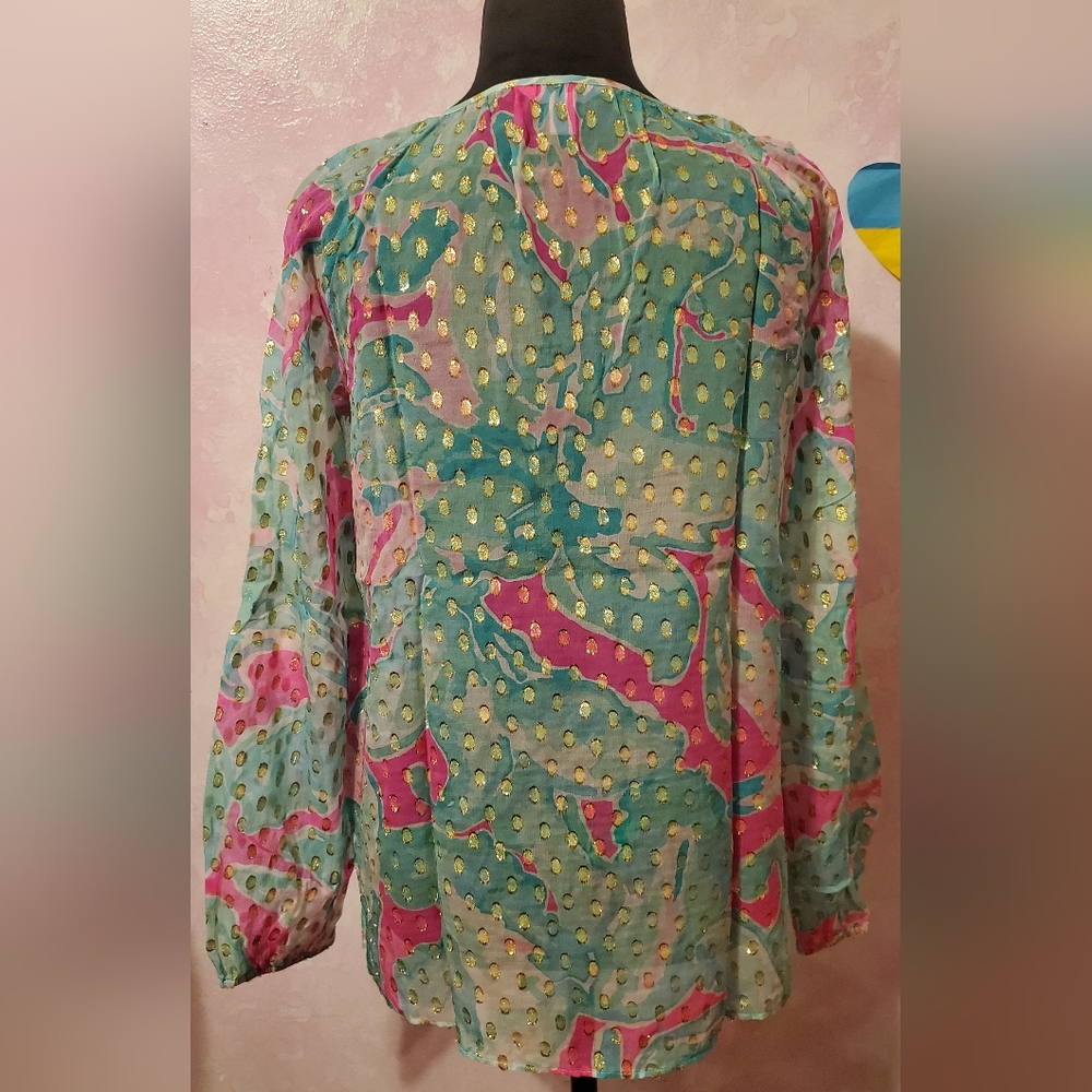 Lilly Pulitzer Pink and Gold Patterned Top - Picture 3 of 4